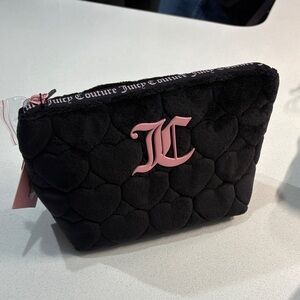 Juicy Couture Black Heart Cosmetic Bag with Pink Logo NWT